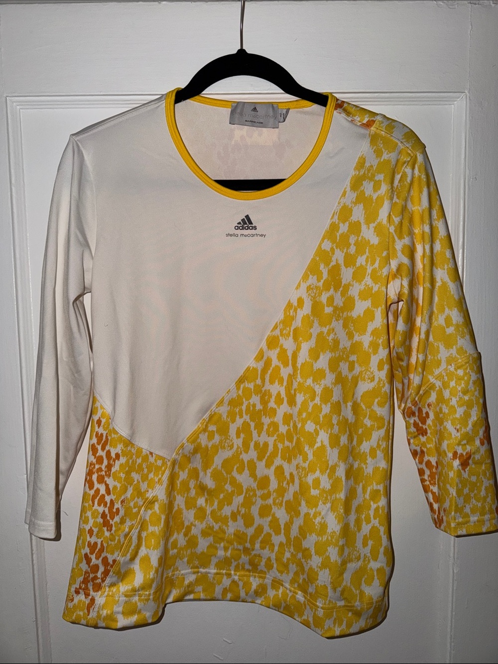 Adidas by Stella McCartney Yellow & White 3/4 quarter Sleeve Workout Top size 40